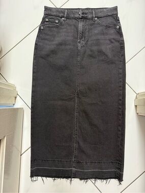 GAP Black High-Waist Denim Midi Skirt